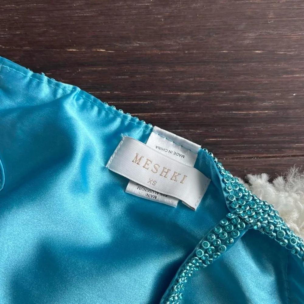 Meshki Daphne Diamante Halter Top - Aqua Blue - Picture 4 of 4